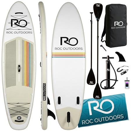 Roc Inflatable Stand Up Paddle Board 10' 6" with Premium SUP Paddle Board Accessories, Wide Stable Design, Non-Slip Comfort Deck for Youth & Adults - Desert Sky