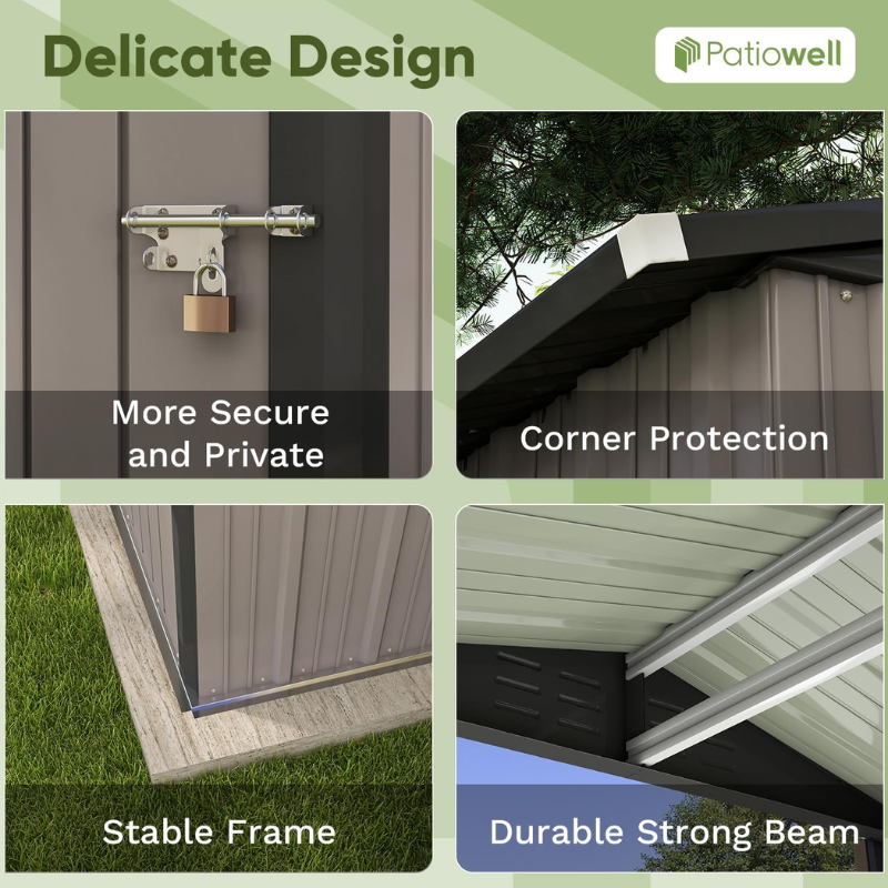 Patiowell 6 x 4 ft Metal Outdoor Storage Shed, Brown