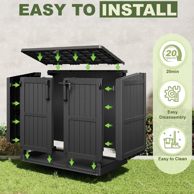 WTFGO 36 Cu Ft Resin Outdoor Storage Shed, Black