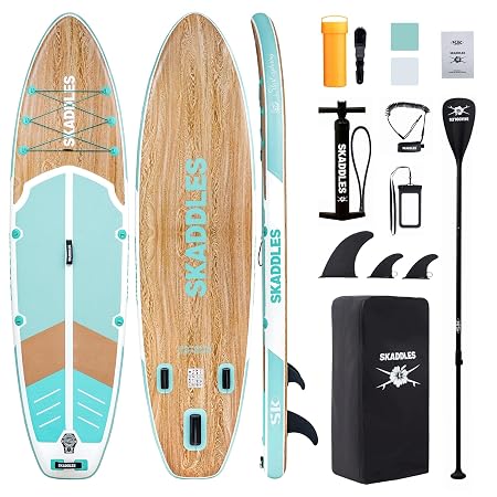 SKADDLES 10'6'' Inflatable Stand Up Paddle Board (SUP) for Adults and Youth with Non-Slip Deck - Complete Accessories Kit, Perfect for Fishing, Yoga, Fitness & Family Fun