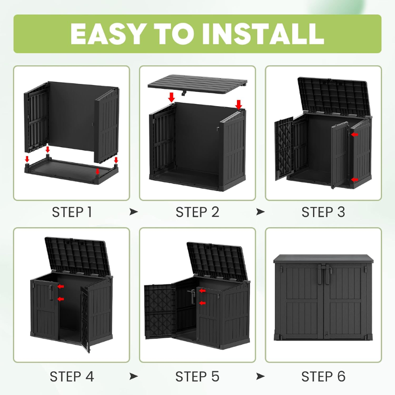 LHBcraft 36 Cu Ft Resin Outdoor Storage Shed, Black