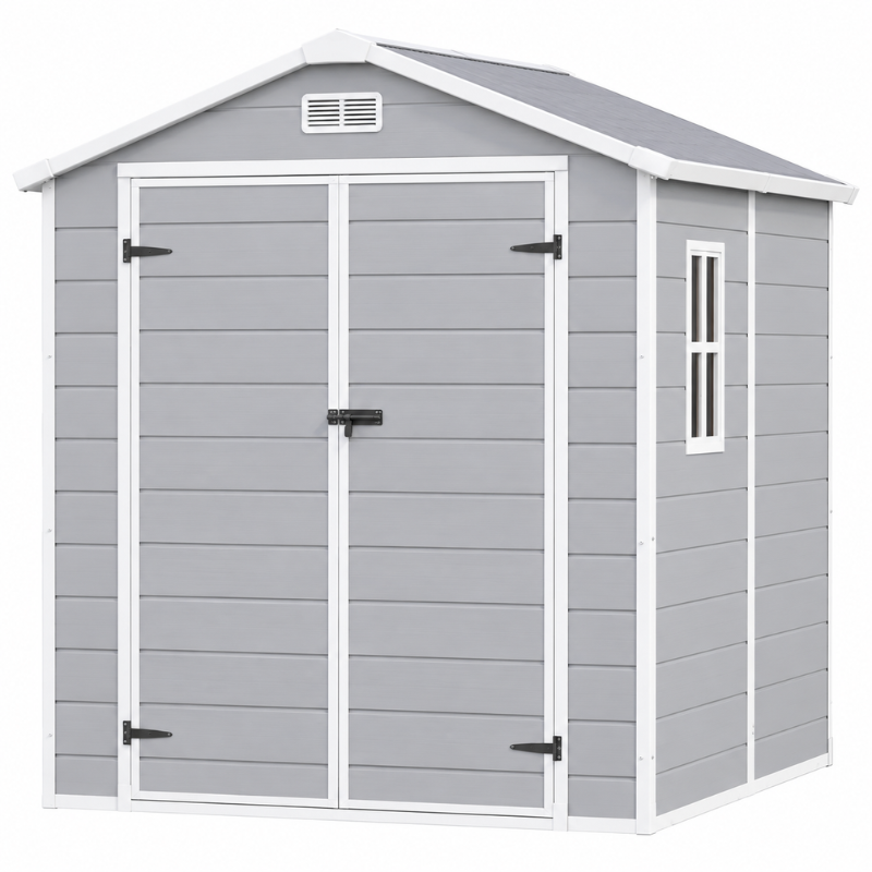 Aoxun 6 x 8 ft Resin Outdoor Storage Shed with Floor, Gray