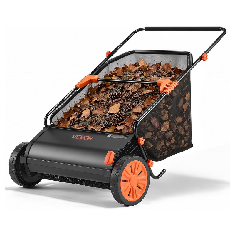 VEVOR 26 Inch Push Lawn Sweeper with 7 Cu Ft Hopper