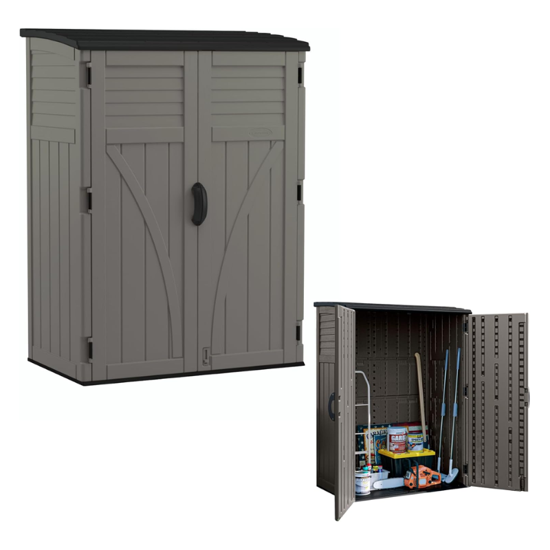 Suncast 54 Cu Ft Vertical Resin Storage Shed, Stoney