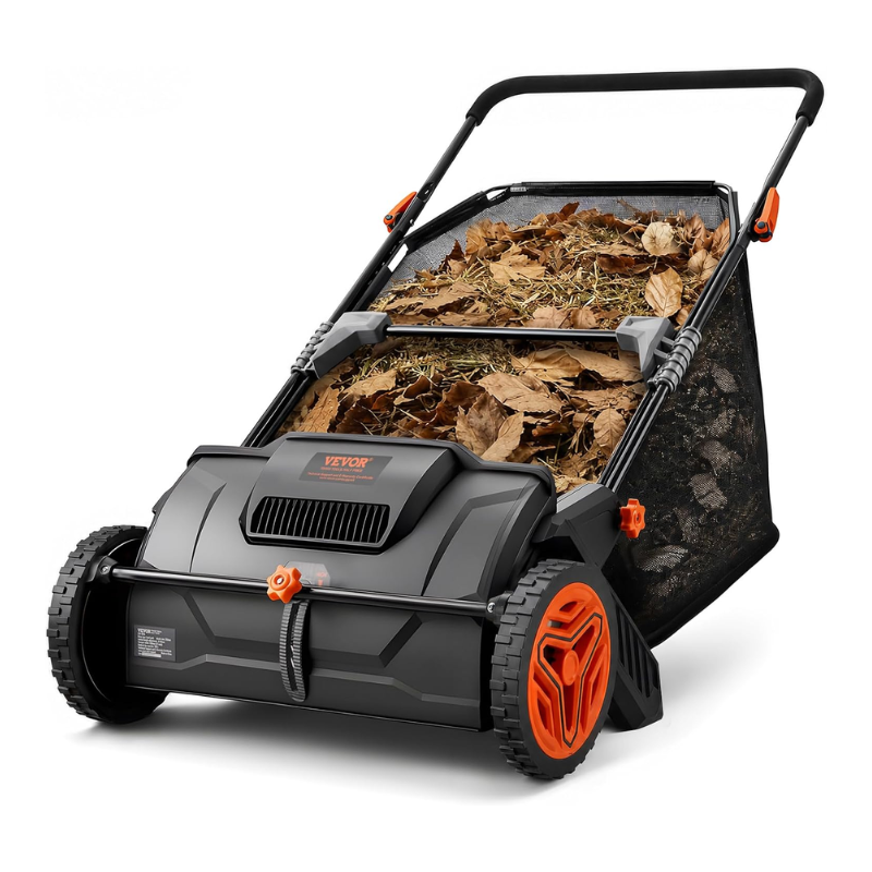 VEVOR 21 Inch Push Lawn Sweeper with 3.5 Cu Ft Hopper