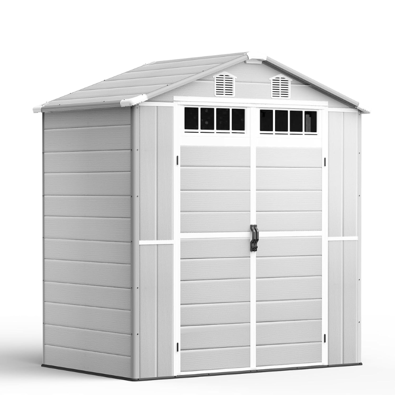 NORTHSKY 6 x 4.5 ft Plastic Outdoor Storage Shed with Floor, Light Gray