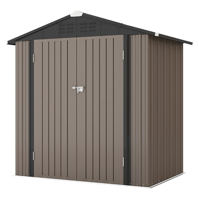 Patiowell 6 x 4 ft Metal Outdoor Storage Shed, Brown