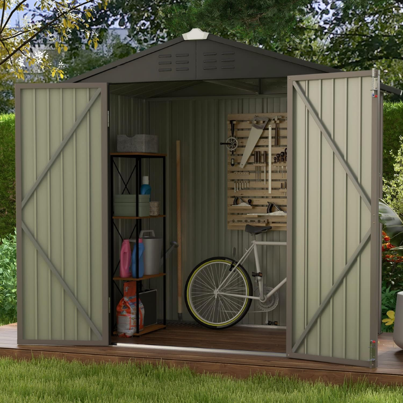 Patiowell 6 x 4 ft Metal Outdoor Storage Shed, Brown