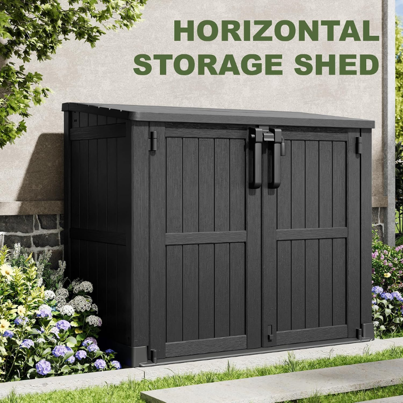 WTFGO 36 Cu Ft Resin Outdoor Storage Shed, Black
