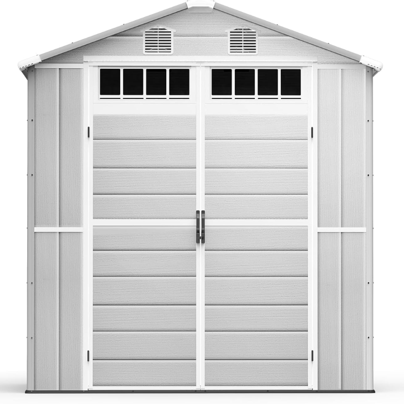 NORTHSKY 6 x 4.5 ft Plastic Outdoor Storage Shed with Floor, Light Gray