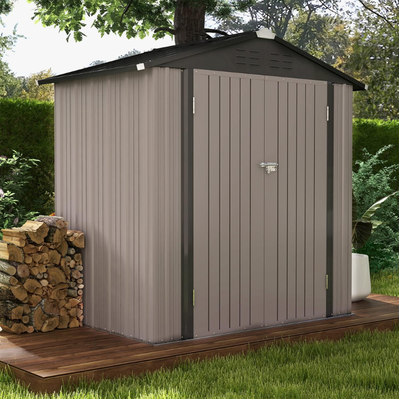 Patiowell 6 x 4 ft Metal Outdoor Storage Shed, Brown