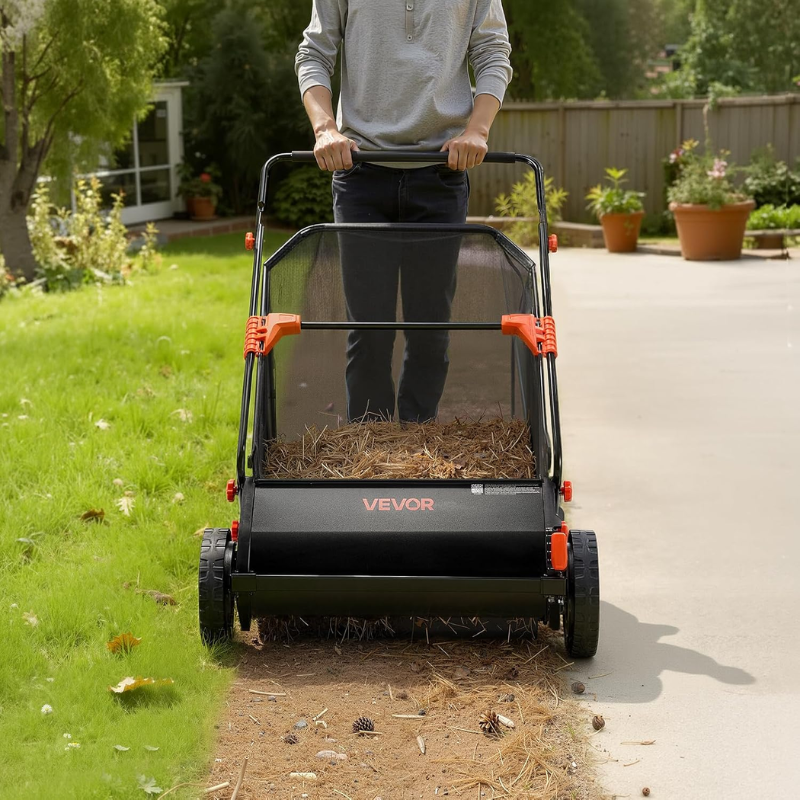 VEVOR 26 Inch Push Lawn Sweeper with 7 Cu Ft Hopper
