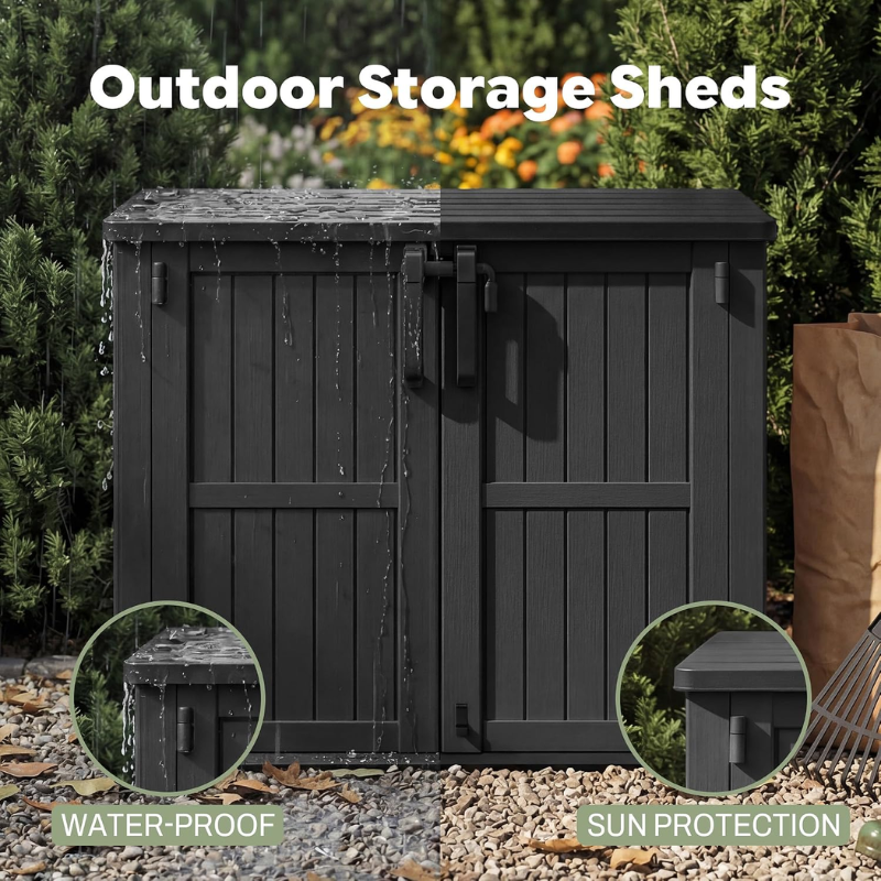 LHBcraft 36 Cu Ft Resin Outdoor Storage Shed, Black