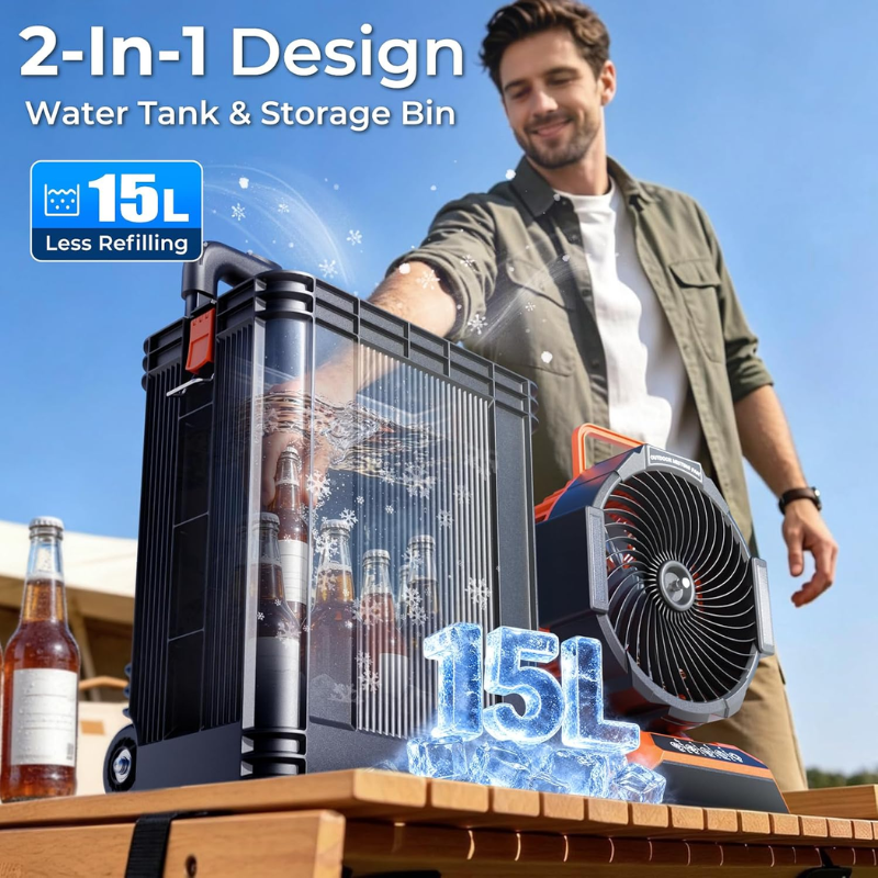 Lanonany Portable Misting Fan 40000mAh with 15L Water Tank