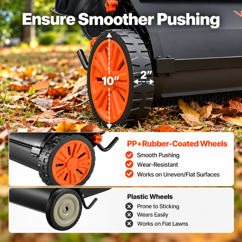 VEVOR 26 Inch Push Lawn Sweeper with 7 Cu Ft Hopper