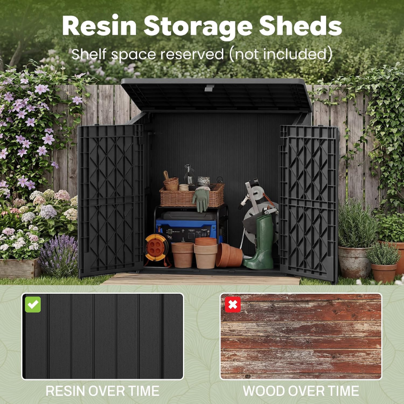 LHBcraft 36 Cu Ft Resin Outdoor Storage Shed, Black