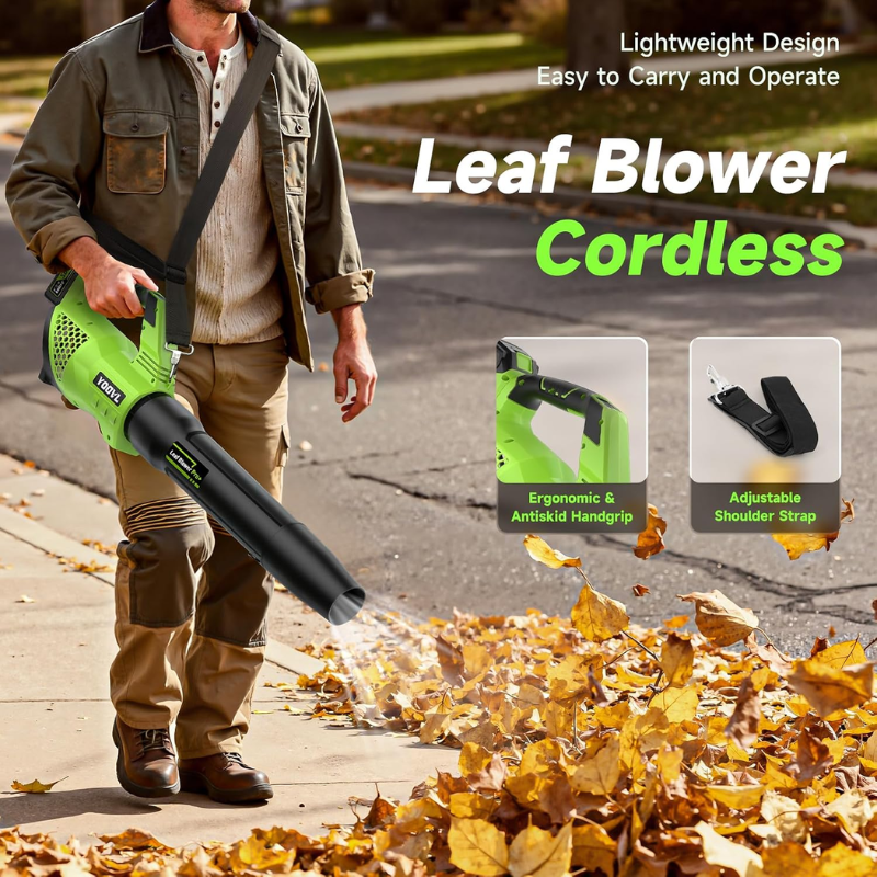 YOOVL Cordless Leaf Blower 650 CFM with 2 x 20V 5.2Ah Batteries and Charger