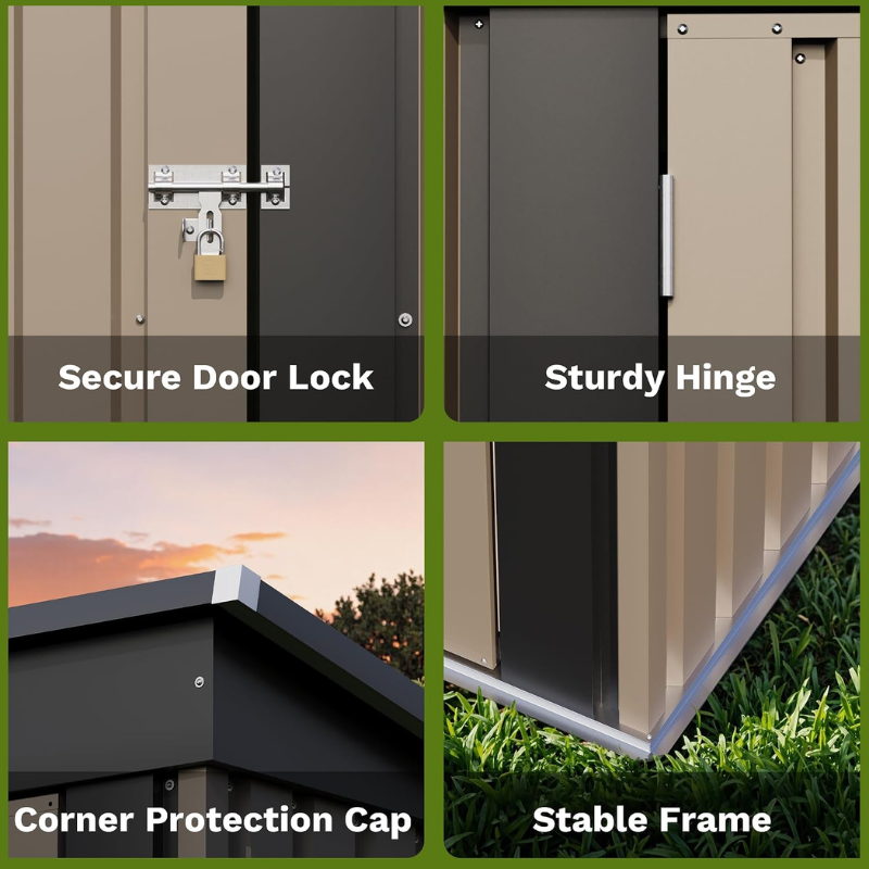 Patiowell 5 x 3 ft Metal Outdoor Storage Shed, Brown