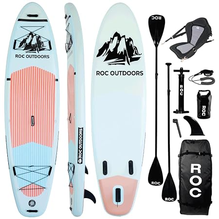 Roc Inflatable Stand Up Paddle Board 10' 6" with Premium SUP Paddle Board Accessories, Wide Stable Design, Non-Slip Comfort Deck for Youth & Adults - Cloud2