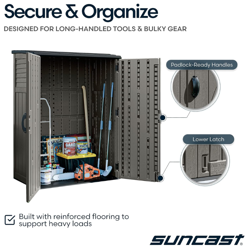 Suncast 54 Cu Ft Vertical Resin Storage Shed, Stoney