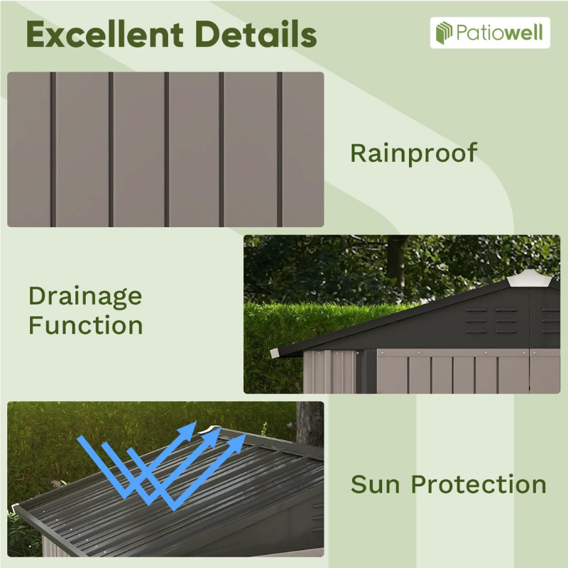 Patiowell 6 x 4 ft Metal Outdoor Storage Shed, Brown