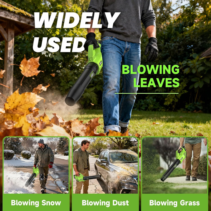 YOOVL Cordless Leaf Blower 650 CFM with 2 x 20V 5.2Ah Batteries and Charger