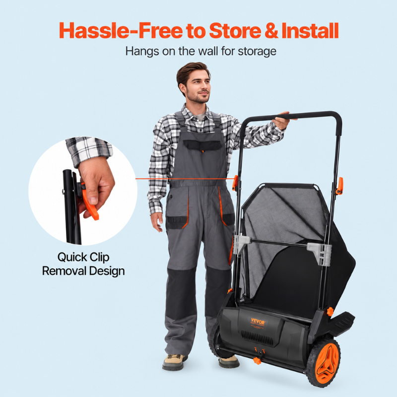 VEVOR 21 Inch Push Lawn Sweeper with 3.5 Cu Ft Hopper