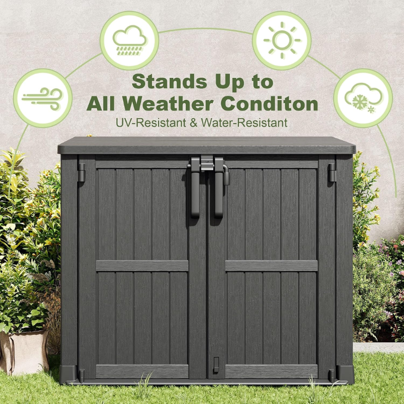 WTFGO 36 Cu Ft Resin Outdoor Storage Shed, Black