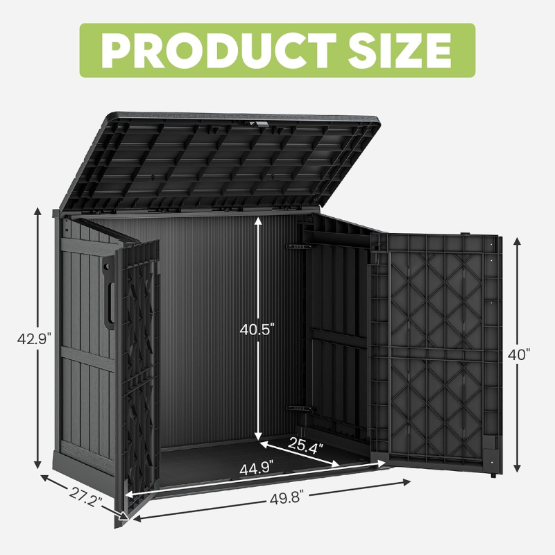 LHBcraft 36 Cu Ft Resin Outdoor Storage Shed, Black