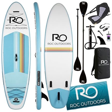 Roc Inflatable Stand Up Paddle Board 10' 6" with Premium SUP Paddle Board Accessories, Wide Stable Design, Non-Slip Comfort Deck for Youth & Adults - Cloudline2