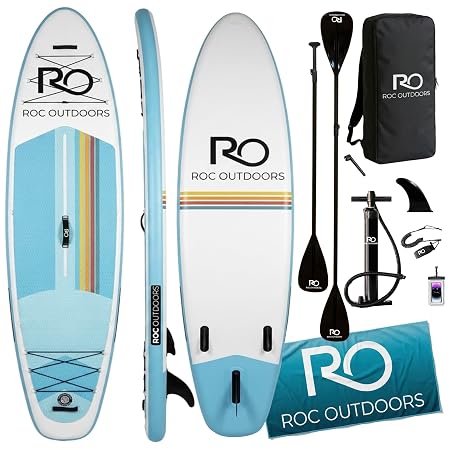 Roc Inflatable Stand Up Paddle Board 10' 6" with Premium SUP Paddle Board Accessories, Wide Stable Design, Non-Slip Comfort Deck for Youth & Adults - Cloudline
