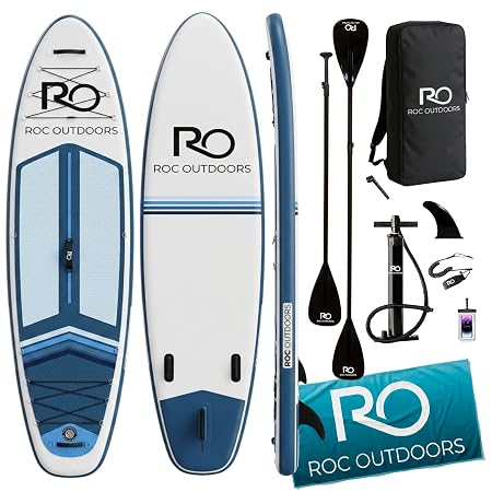 Roc Inflatable Stand Up Paddle Board 10' 6" with Premium SUP Paddle Board Accessories, Wide Stable Design, Non-Slip Comfort Deck for Youth & Adults - Ocean Current