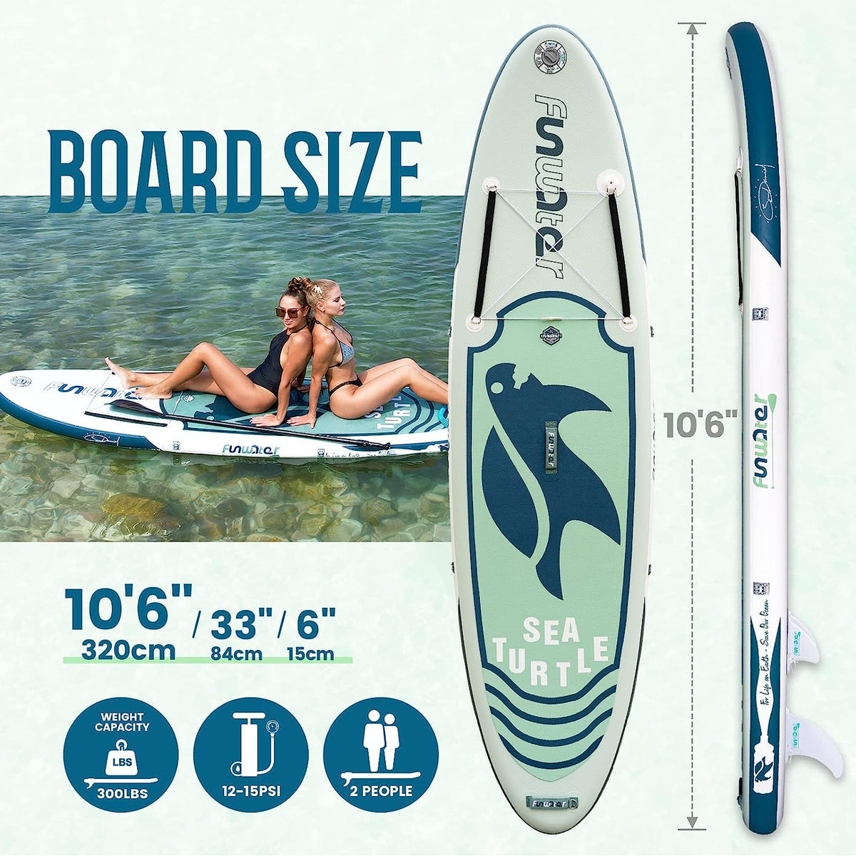 FunWater SUP Inflatable Stand Up Paddle Board Ultra-Light Inflatable Paddleboard with ISUP Accessories,