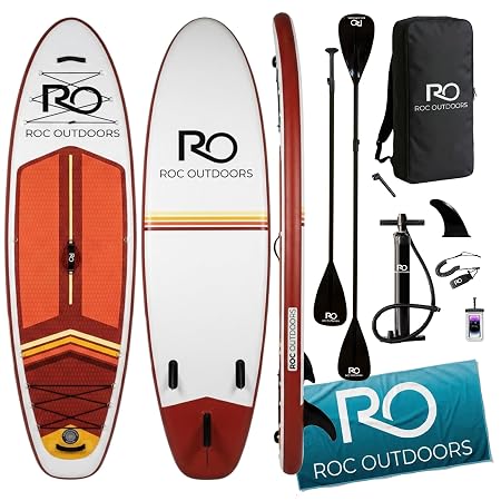 Roc Inflatable Stand Up Paddle Board 10' 6" with Premium SUP Paddle Board Accessories, Wide Stable Design, Non-Slip Comfort Deck for Youth & Adults - Shoreline