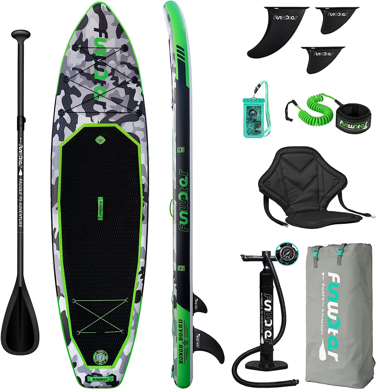 FunWater SUP Inflatable Stand Up Paddle Board Ultra-Light Inflatable Paddleboard with ISUP Accessories,