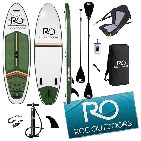 Roc Inflatable Stand Up Paddle Board 10' 6" with Premium SUP Paddle Board Accessories, Wide Stable Design, Non-Slip Comfort Deck for Youth & Adults - Everglade2