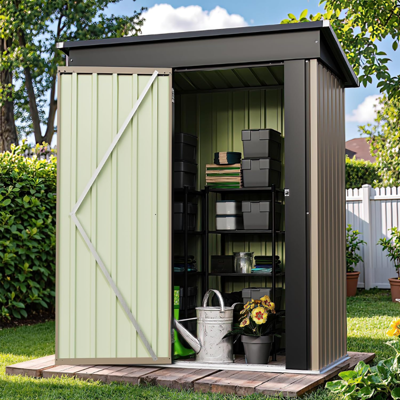 Patiowell 5 x 3 ft Metal Outdoor Storage Shed, Brown