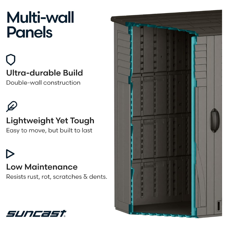 Suncast 54 Cu Ft Vertical Resin Storage Shed, Stoney