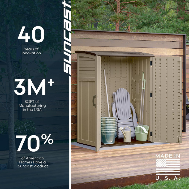 Suncast 54 Cu. Ft. Resin Vertical Outdoor Storage Shed, Taupe