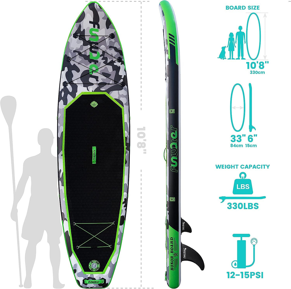 FunWater SUP Inflatable Stand Up Paddle Board Ultra-Light Inflatable Paddleboard with ISUP Accessories,
