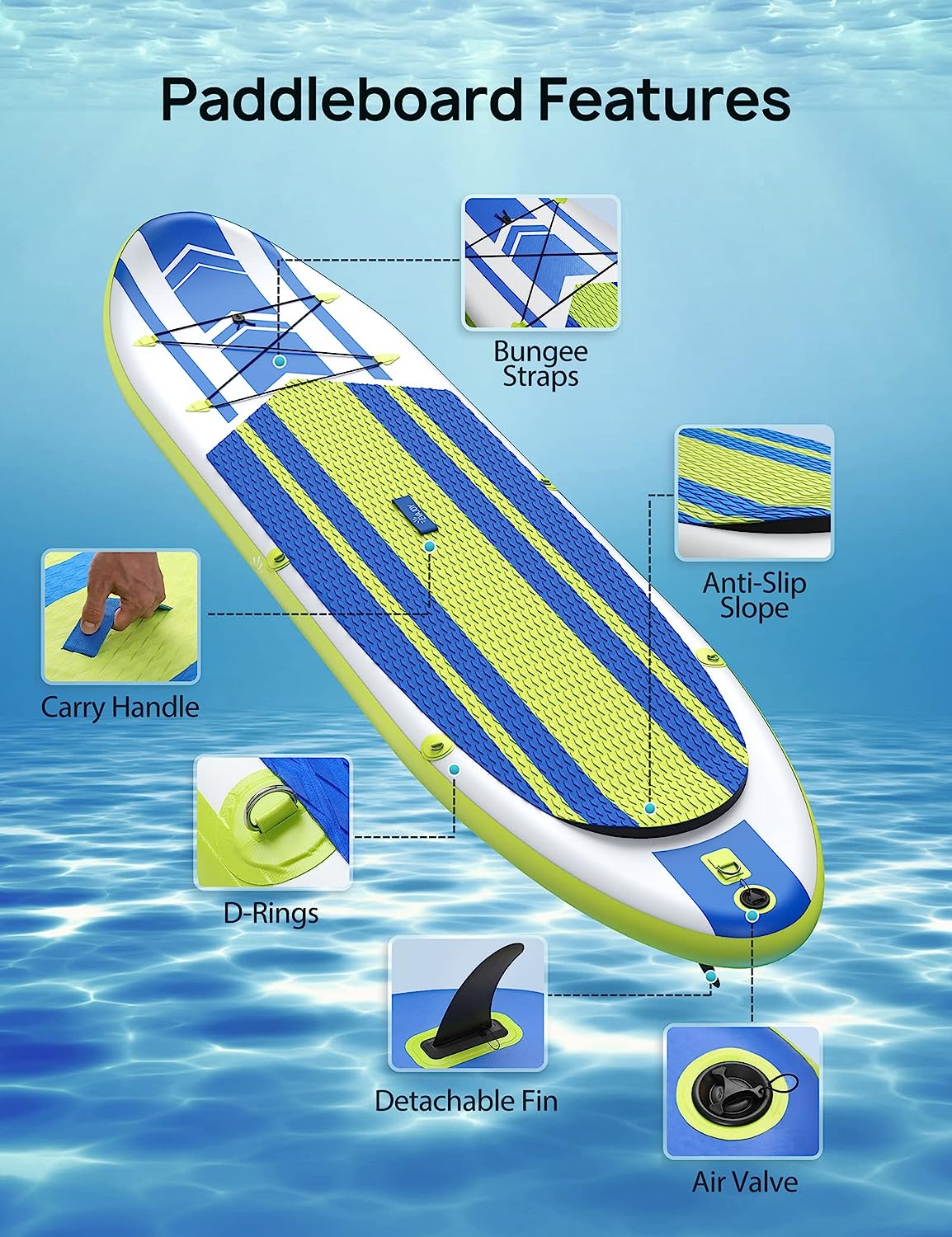 EVAJOY Paddle Boards, 10'10''x32''x6'' Inflatable Stand Up Paddle Board SUP for All Skill Levels