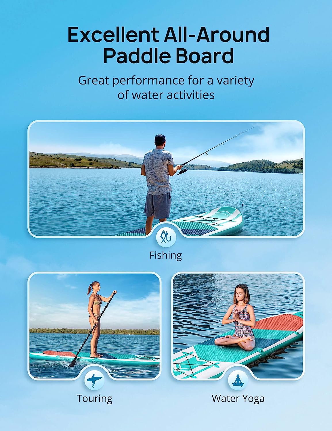 EVAJOY Paddle Boards, 10'10''x32''x6'' Inflatable Stand Up Paddle Board SUP for All Skill Levels