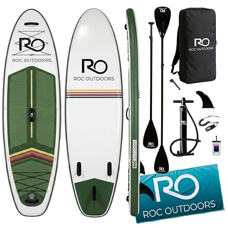 Roc Inflatable Stand Up Paddle Board 10' 6" with Premium SUP Paddle Board Accessories, Wide Stable Design, Non-Slip Comfort Deck for Youth & Adults - Everglade