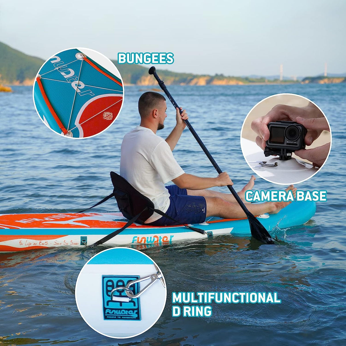 FunWater SUP Inflatable Stand Up Paddle Board Ultra-Light Inflatable Paddleboard with ISUP Accessories,