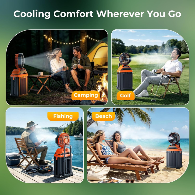Lanonany Portable Misting Fan 40000mAh with 15L Water Tank