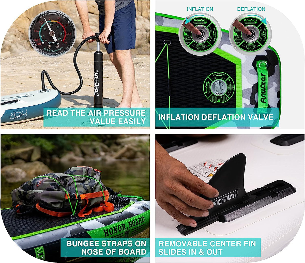 FunWater SUP Inflatable Stand Up Paddle Board Ultra-Light Inflatable Paddleboard with ISUP Accessories,