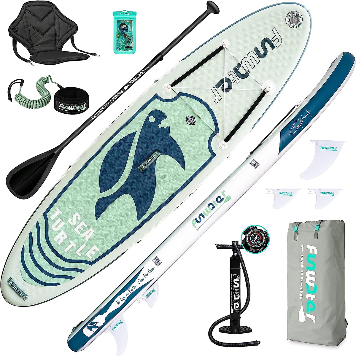 FunWater SUP Inflatable Stand Up Paddle Board Ultra-Light Inflatable Paddleboard with ISUP Accessories,