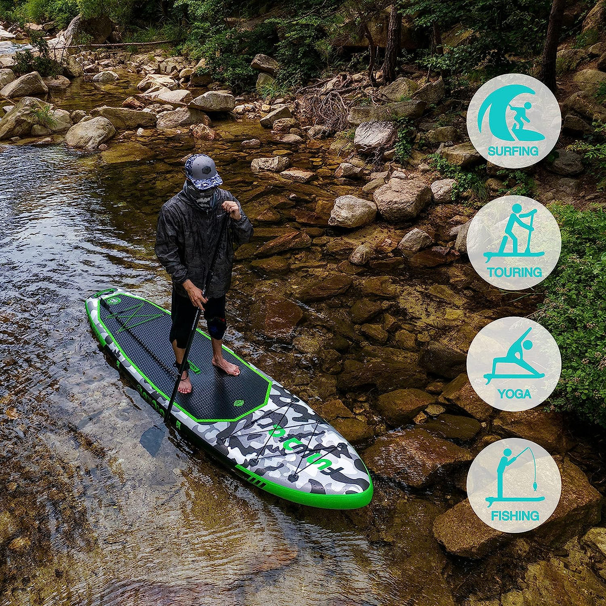FunWater SUP Inflatable Stand Up Paddle Board Ultra-Light Inflatable Paddleboard with ISUP Accessories,