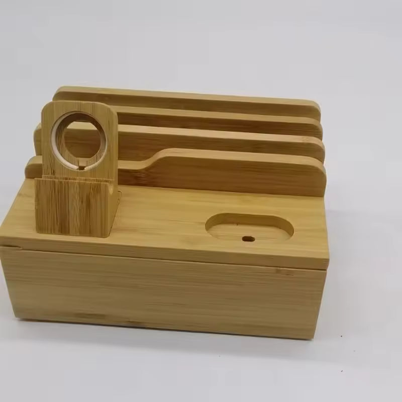 Bamboo cutting board set with multiple components on a white background